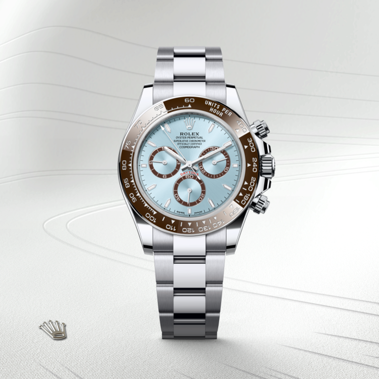 rolex cosmograph daytona in platinum, m126506-0001 - watch with background color - ben bridge