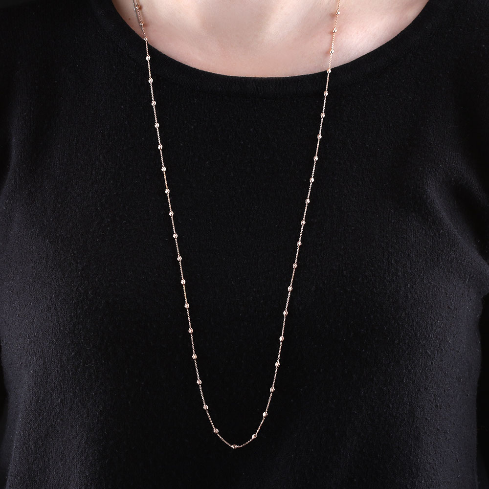 Rose Gold Moon Cut Oval Bead Station 