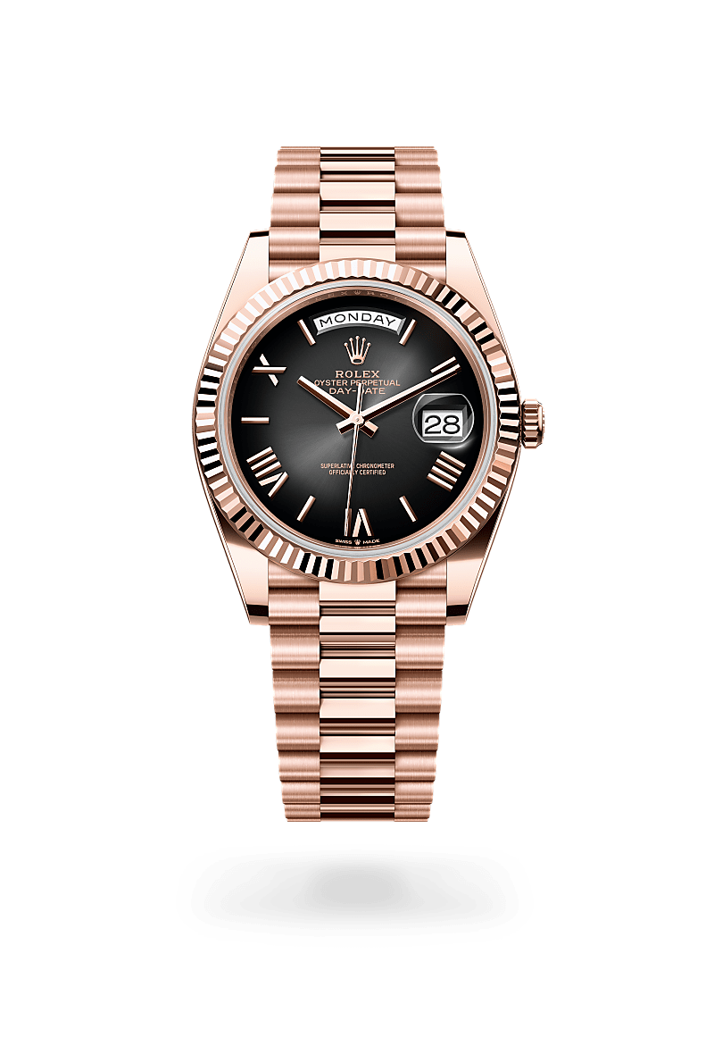 rolex day-date in 18 ct everose gold, m228235-0055 - ben bridge