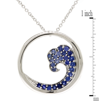 Ombre Sapphire Ocean Wave necklace 14K