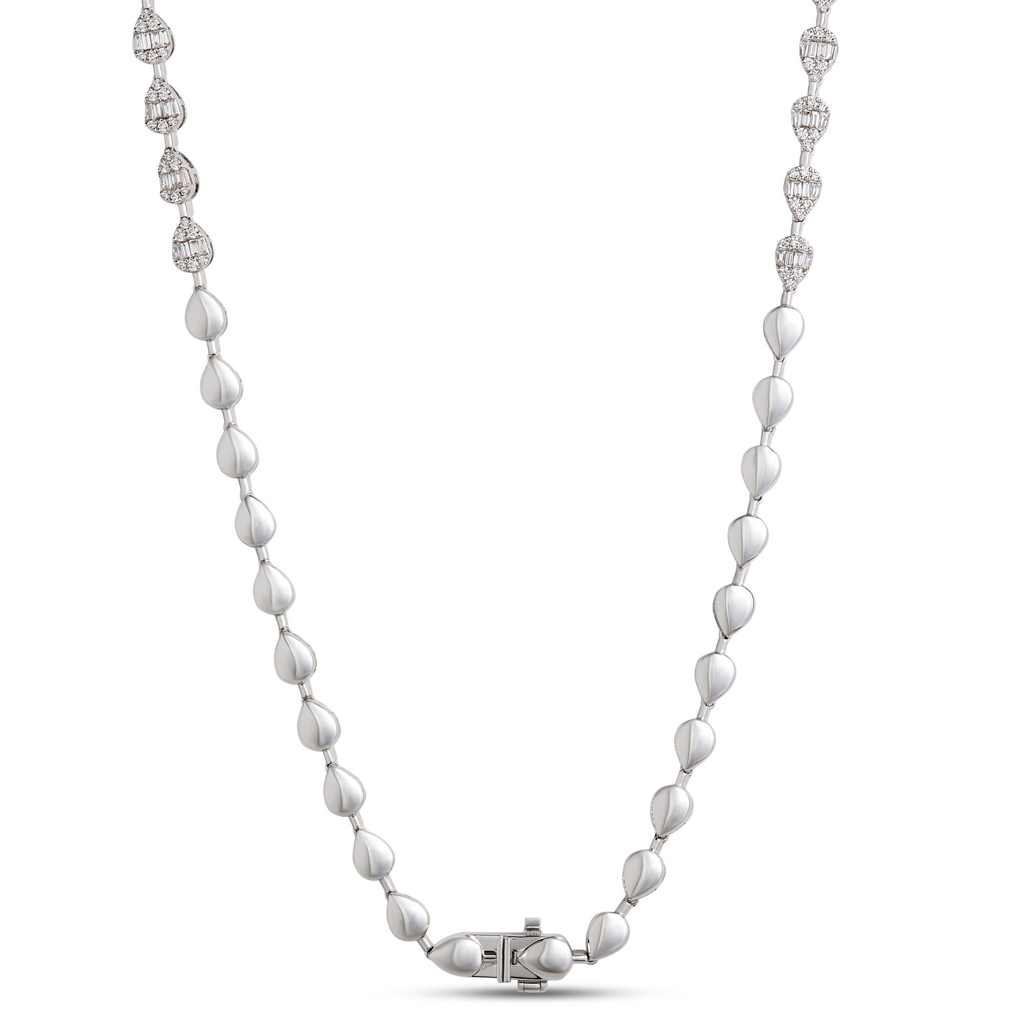 Pear Shaped Diamond Necklace, 2 &frac12; Total Carat Weight, 14K White Gold
