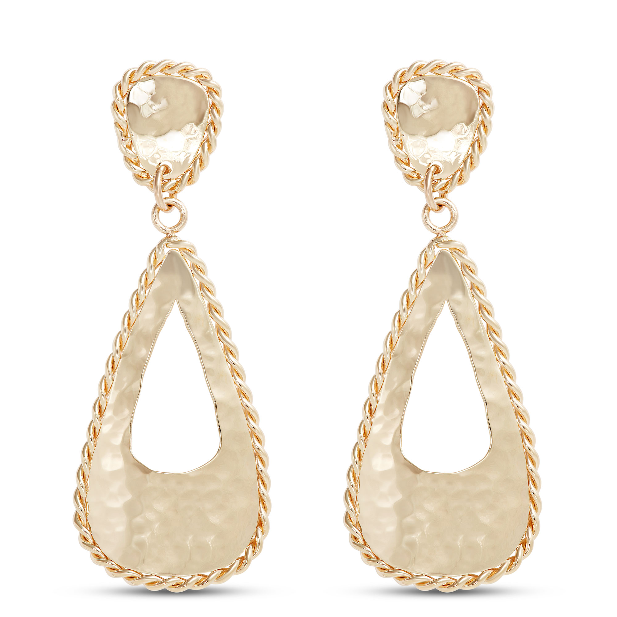 XOXO Gold Textured Teardrop Dangle Earrings Teardrop Dangle Earrings in 14K Italian Gold - Samsclub.com main image 4