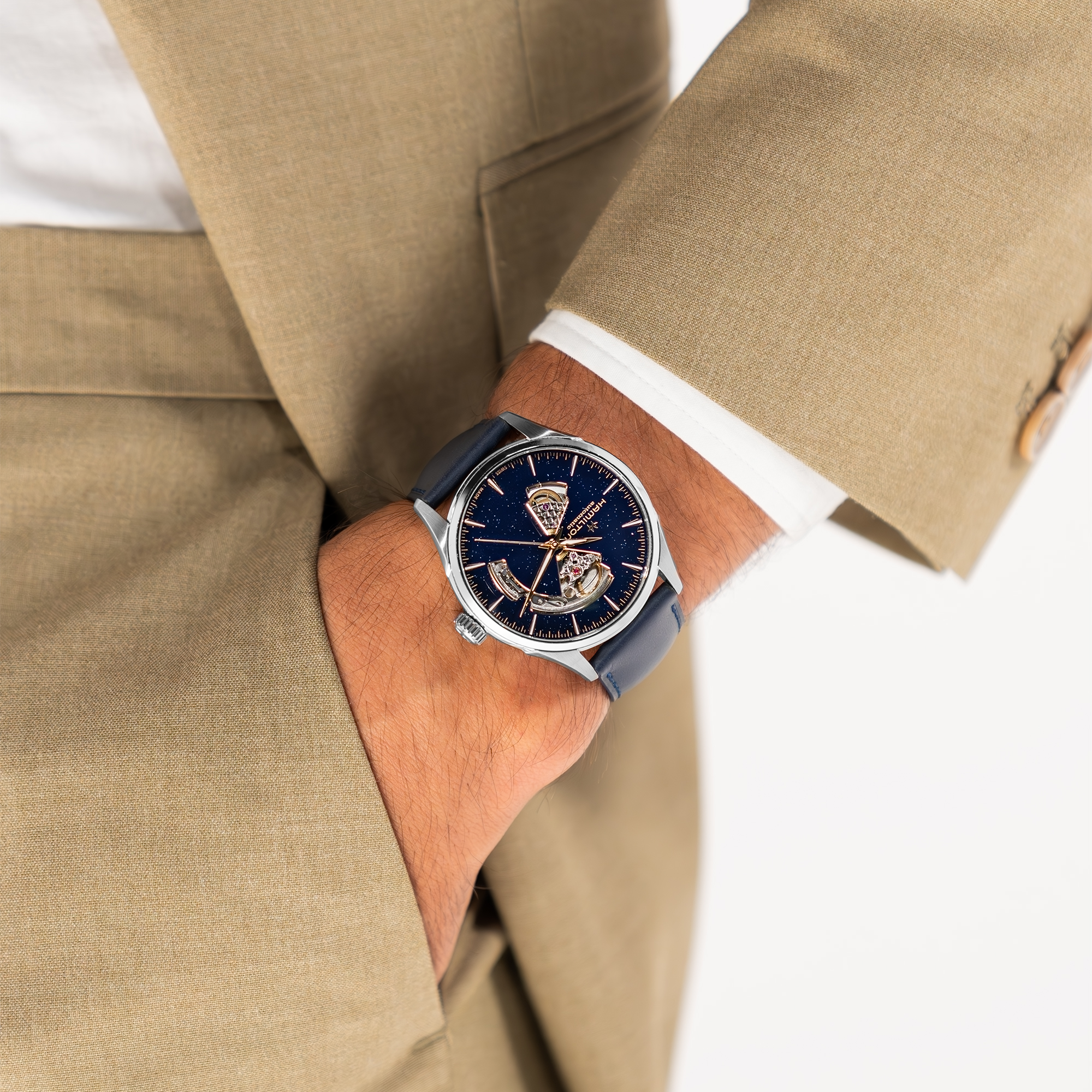 Hamilton Jazzmaster Open Heart Automatic Watch Blue Dial, 42mm