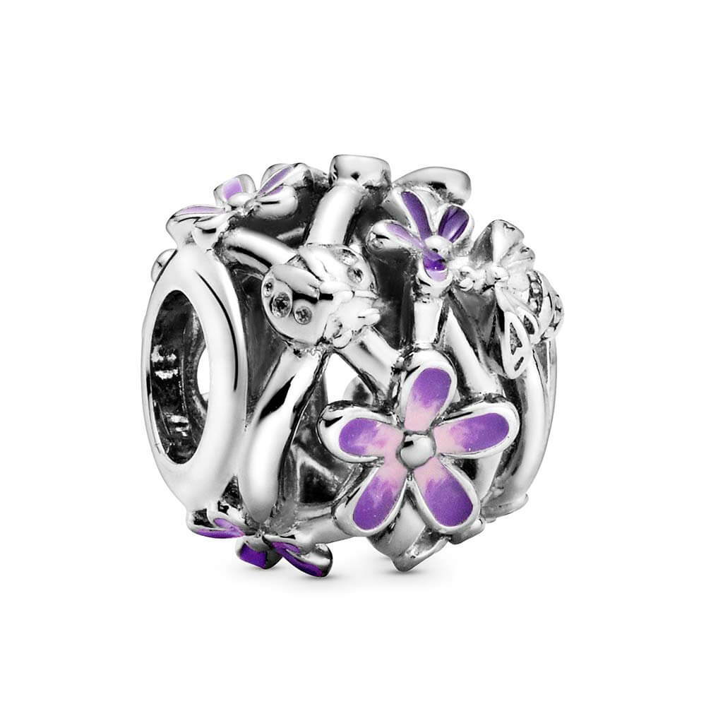 Pandora Openwork Purple Daisy Enamel Charm - 798772C02 | Ben Bridge Jeweler