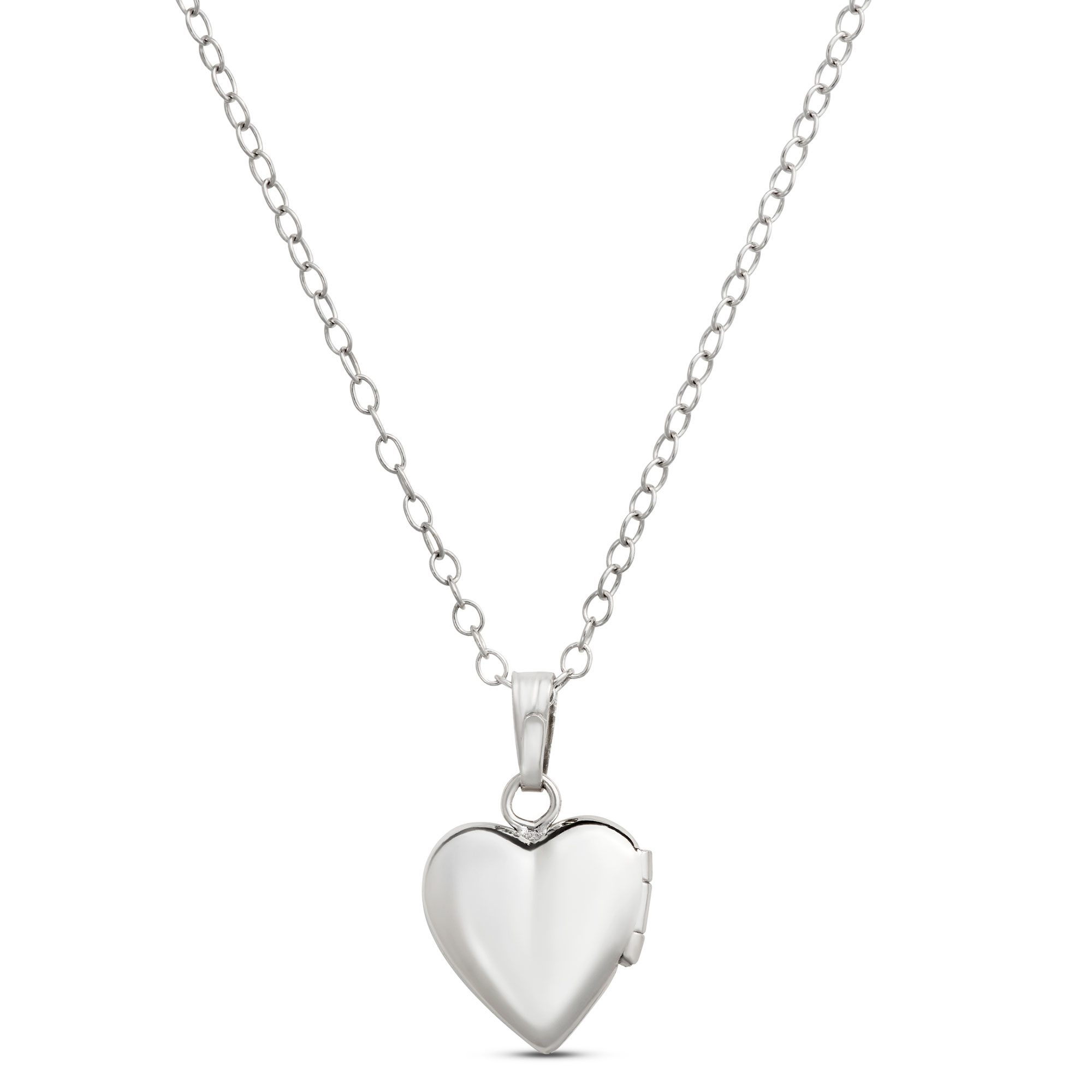 Baby Heart Diamond Locket in Sterling Silver