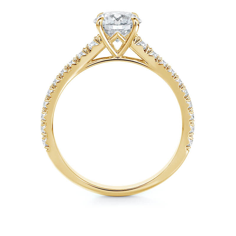Round Diamond Engagement Ring, 18K Yellow Gold