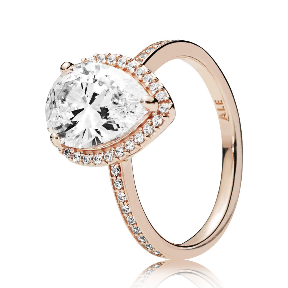 Pandora Sparkling Teardrop Halo CZ Ring