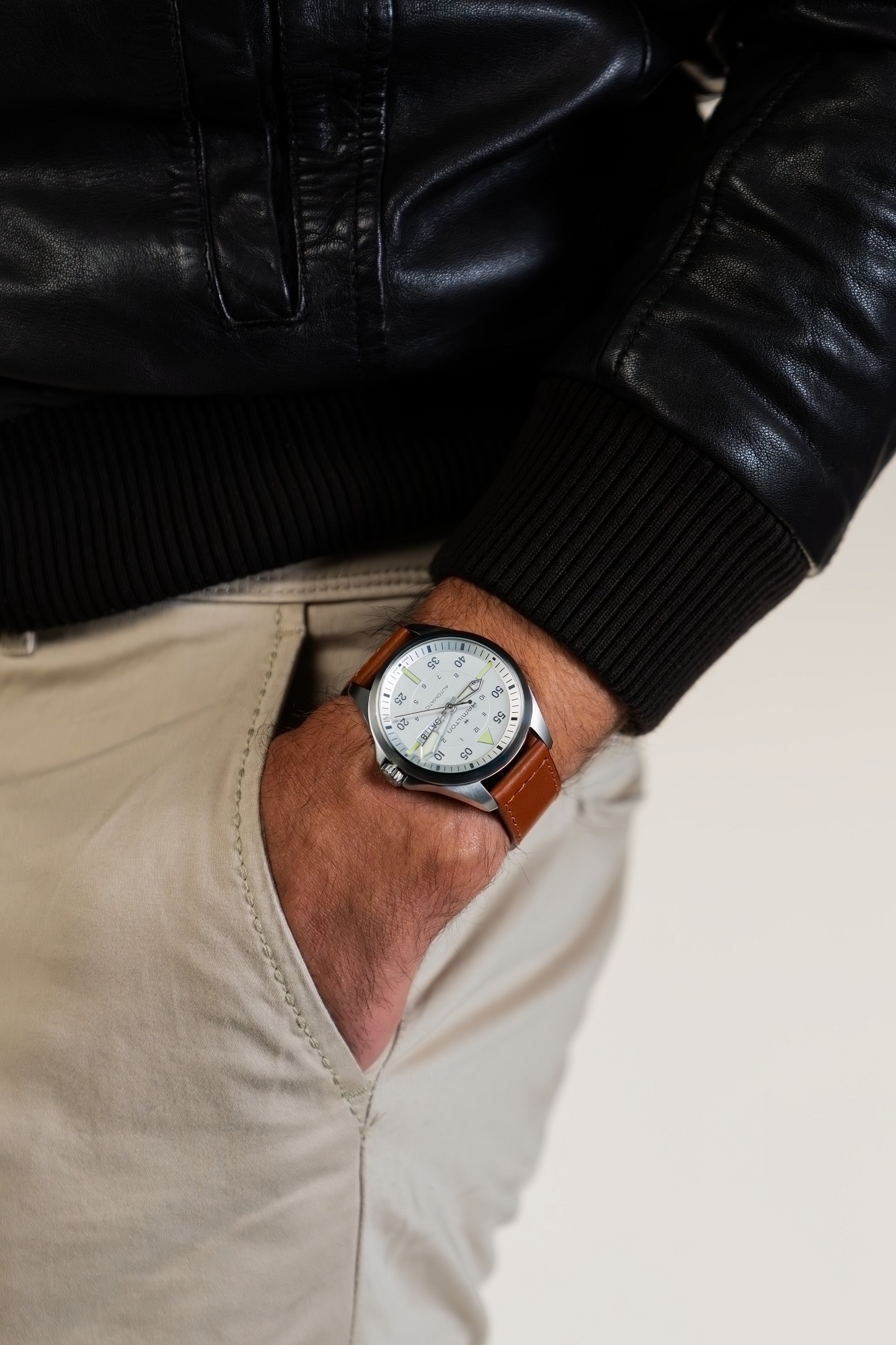 Hamilton Khaki Aviation Pilot Day Date Auto Watch Silver Dial, 42mm
