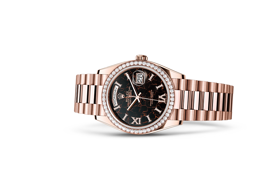 Rolex Day-Date 36 Day-Date Oyster, 36 mm, Everose gold and diamonds - M128345RBR-0044 at Ben Bridge