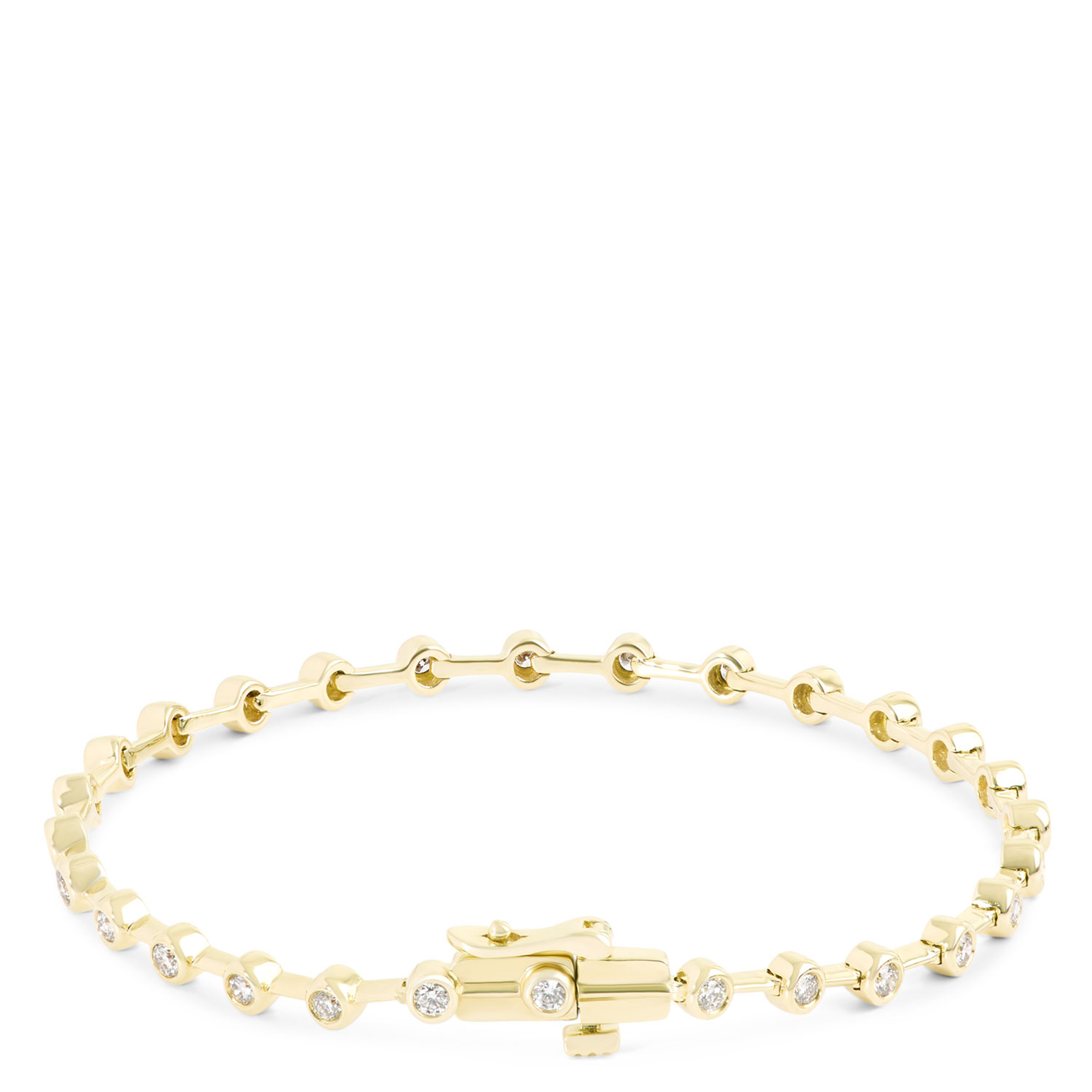 Bezel Set Diamond Tennis Bracelet, 7-inches, 14K Yellow Gold