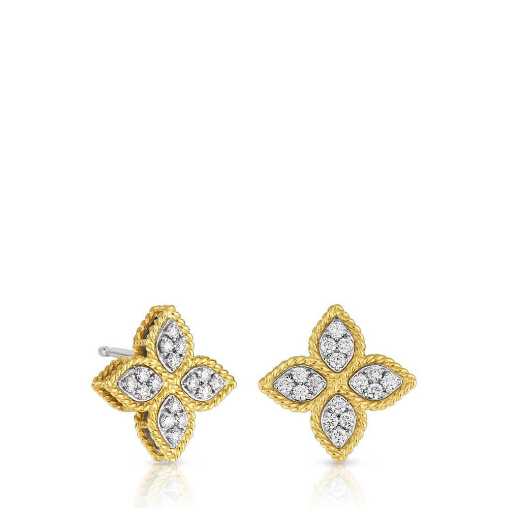 Roberto Coin Princess Flower Diamond Earrings 18K - 7771382AJERX ...
