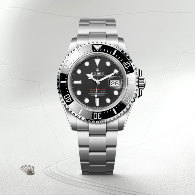 rolex sea-dweller in oystersteel, m126600-0002 - watch with background color - ben bridge