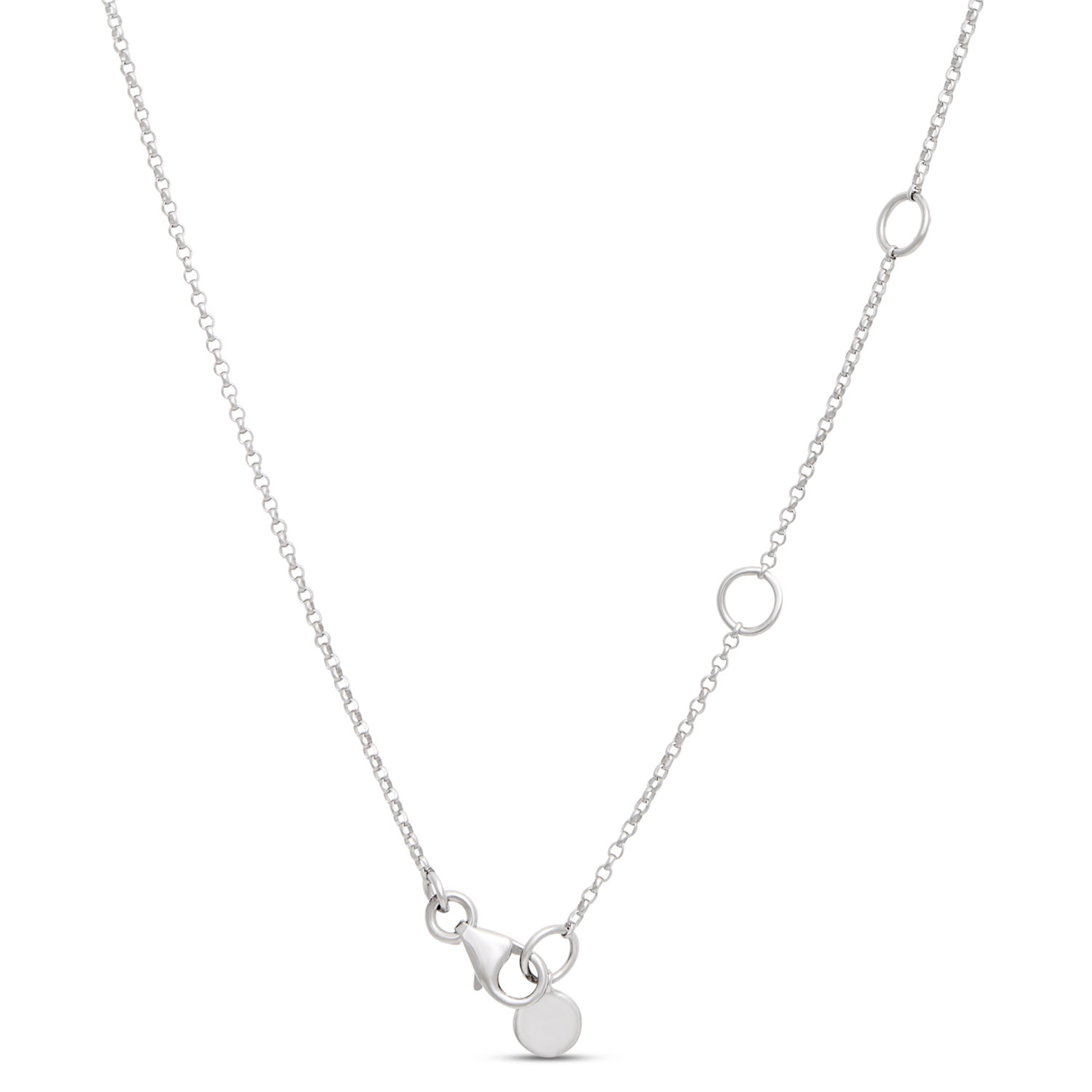 18-Inch Oval Emerald Station Necklace, 14K White Gold