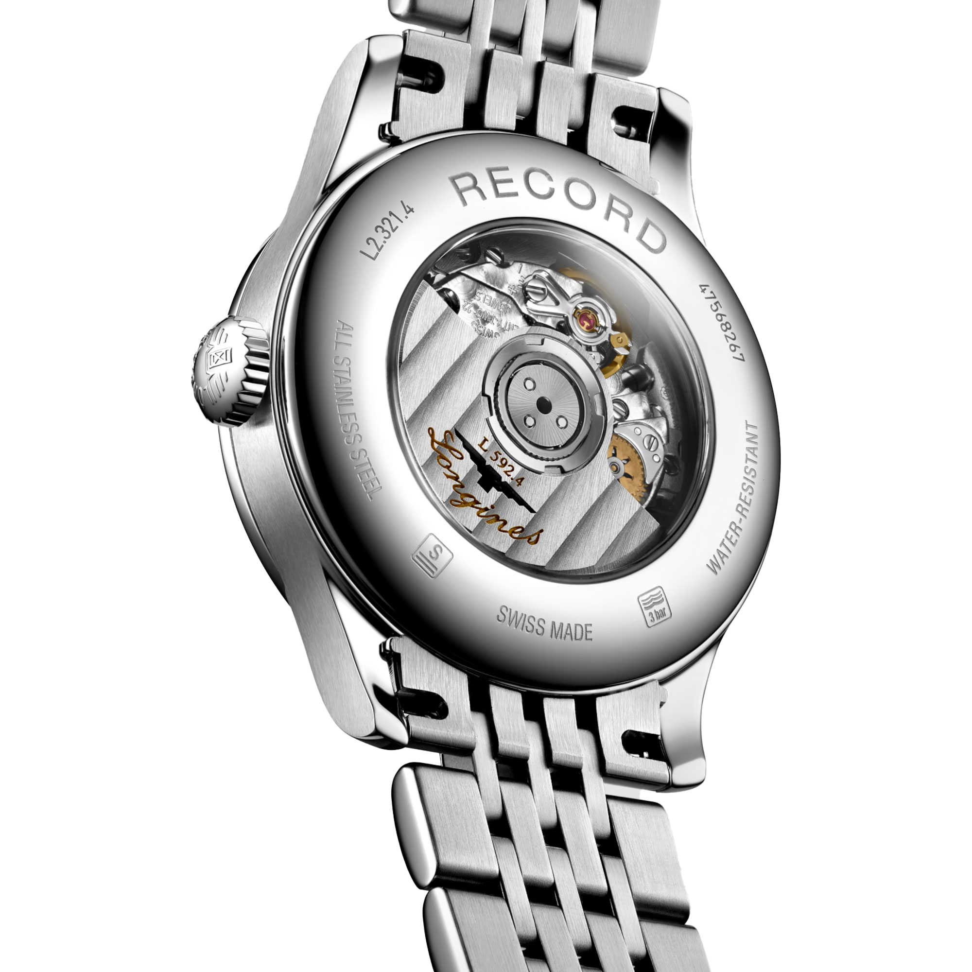 Longines Record White Dial Watch, 30mm