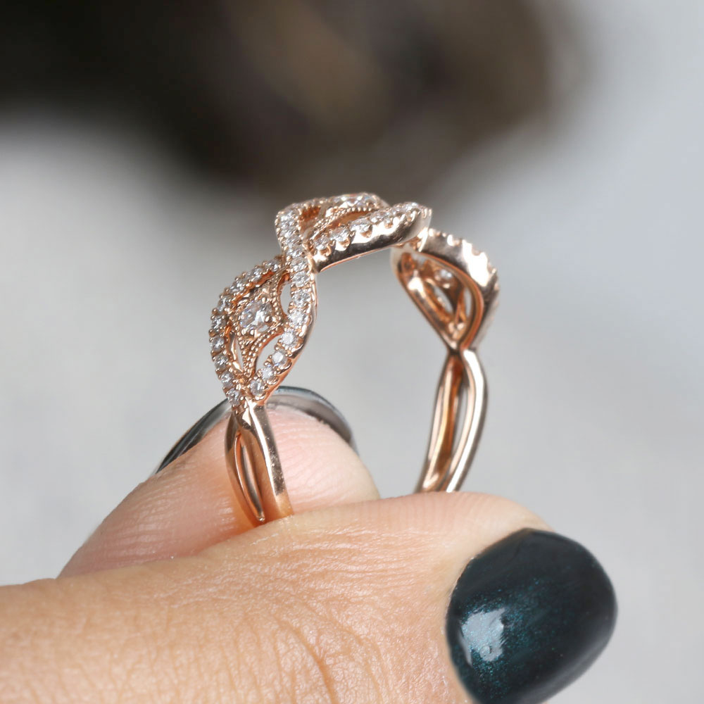 Rose Gold Diamond Wave Ring 14K Ben Bridge Jeweler
