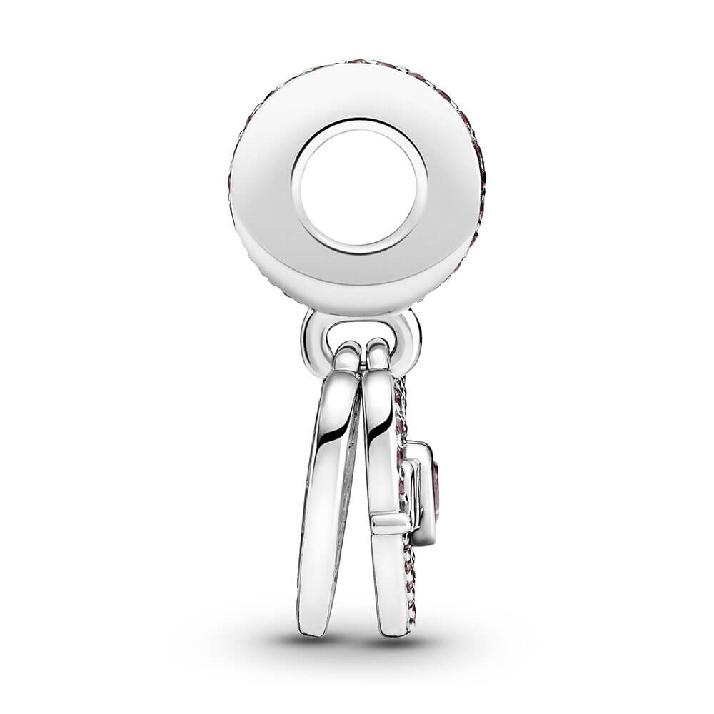 Pandora Heart & Mom Crystal & CZ Dangle Charm 