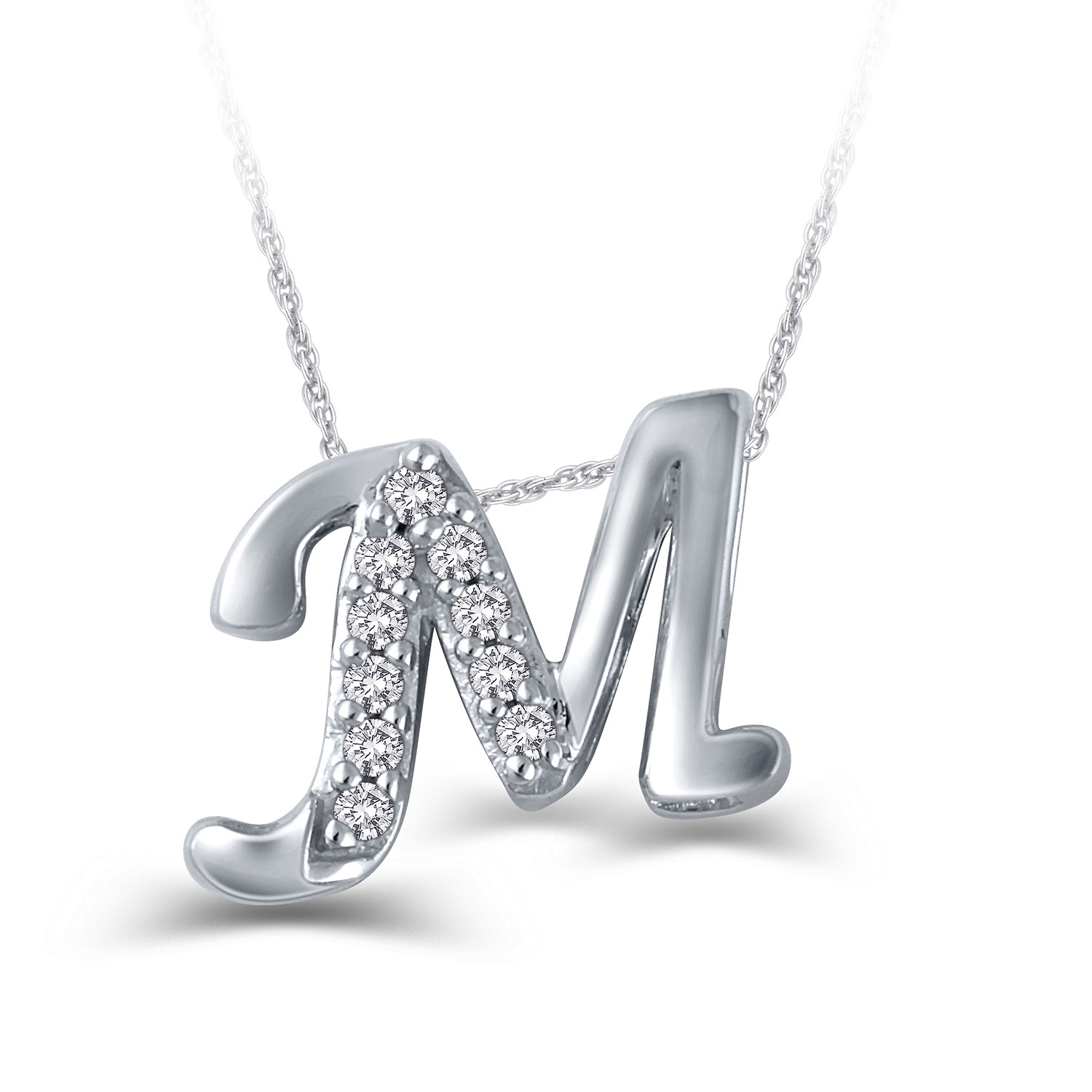 Diamond initial m pendant Clearance