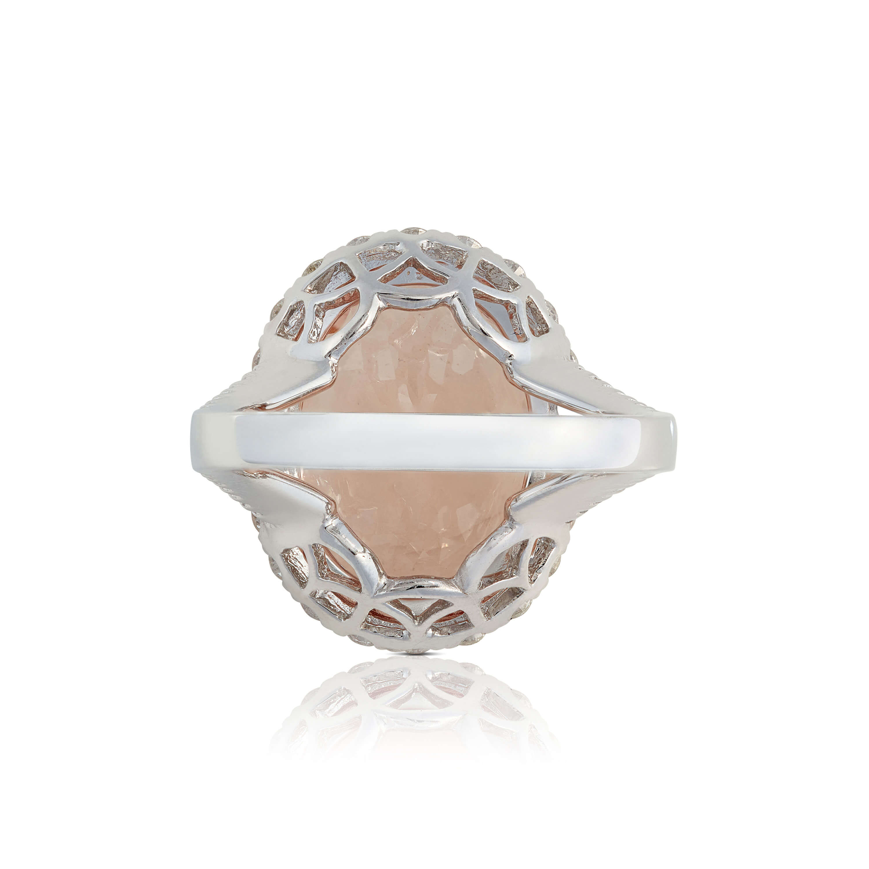 Oval Morganite & Diamond Halo Ring 14K