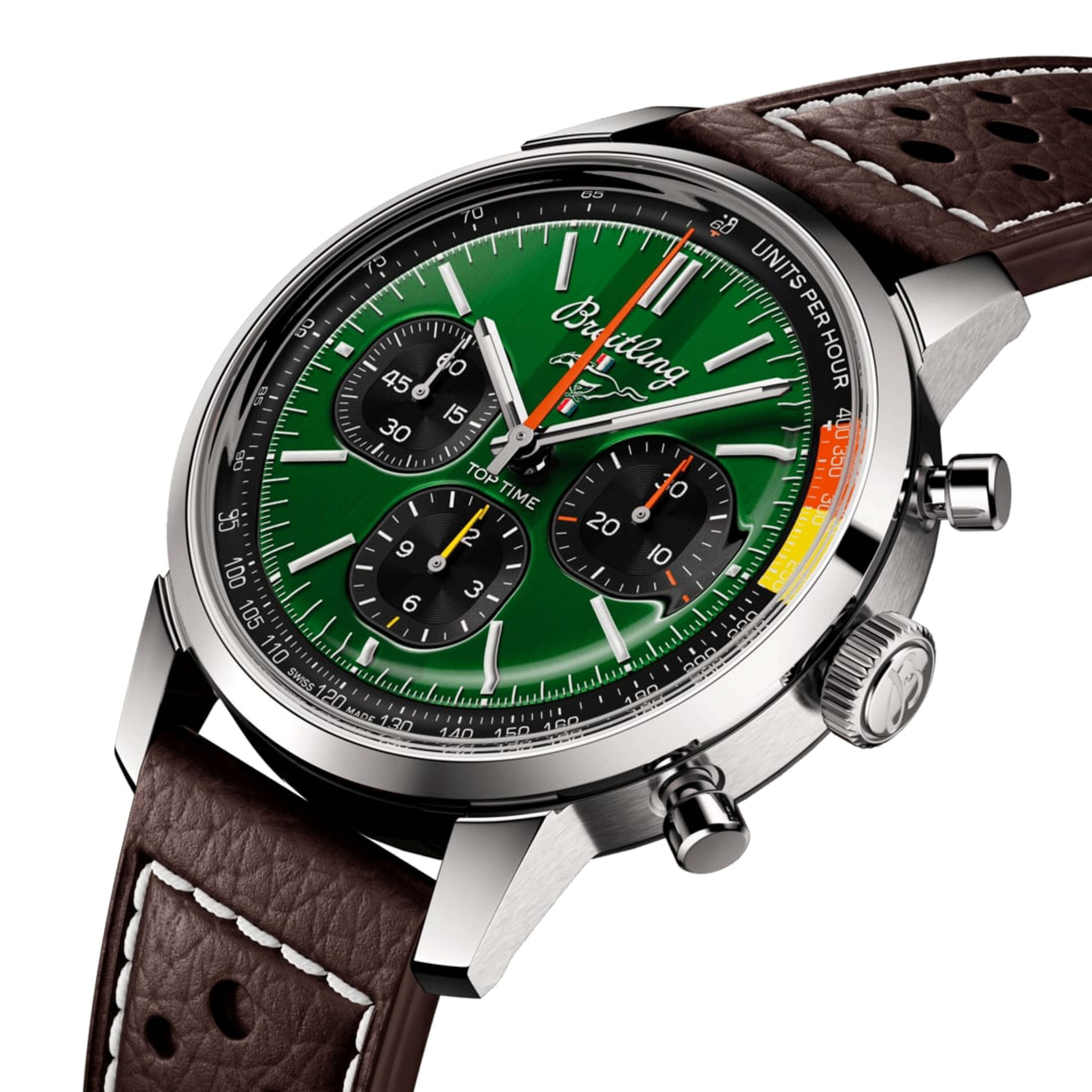 Breitling Top Time B01 Ford Mustang Watch Steel Case Green Dial, 41mm