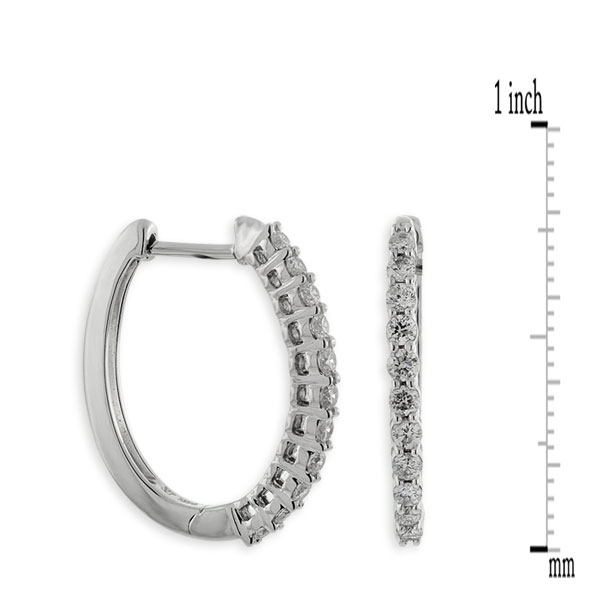 20MM Oval Diamond Hoop Earrings 14K, 1/2 ctw.