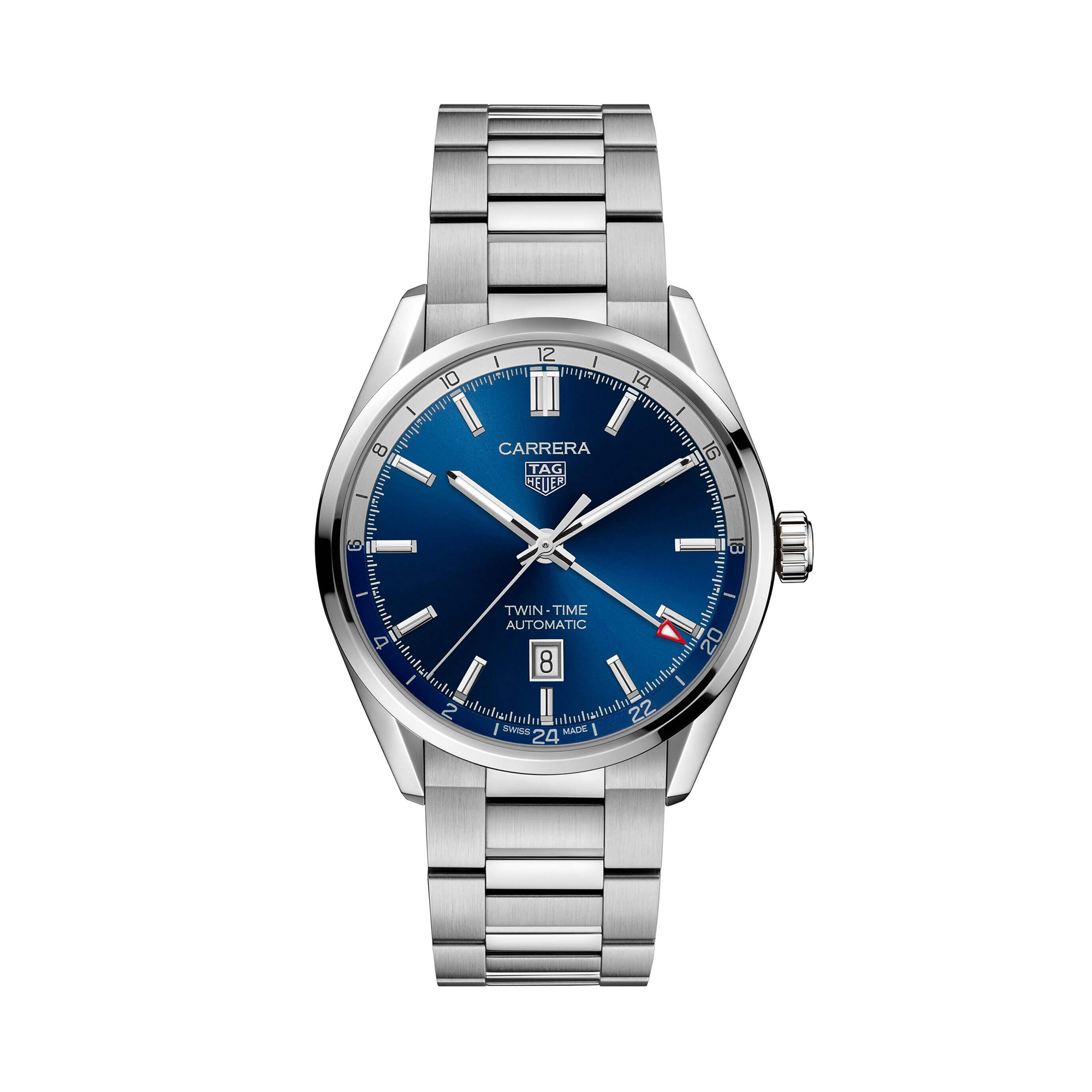 TAG Heuer Carrera Calibre 7 Twin Time Auto Blue Steel Watch, 41mm