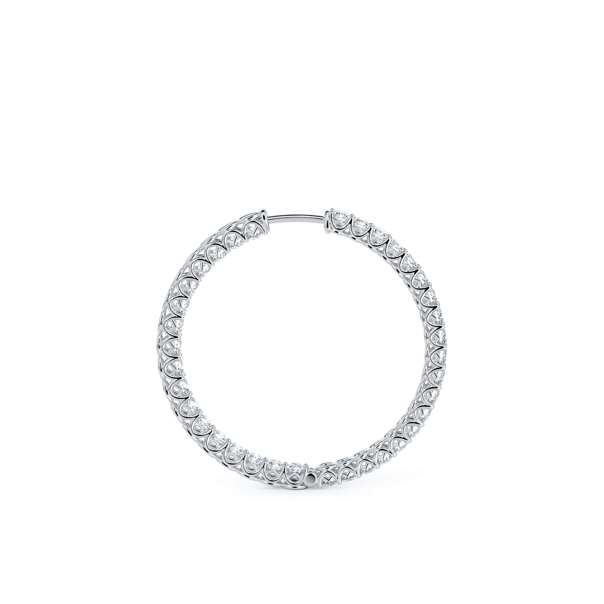 Large 34mm Inside-Outside Diamond Hoop Earrings, Platinum
