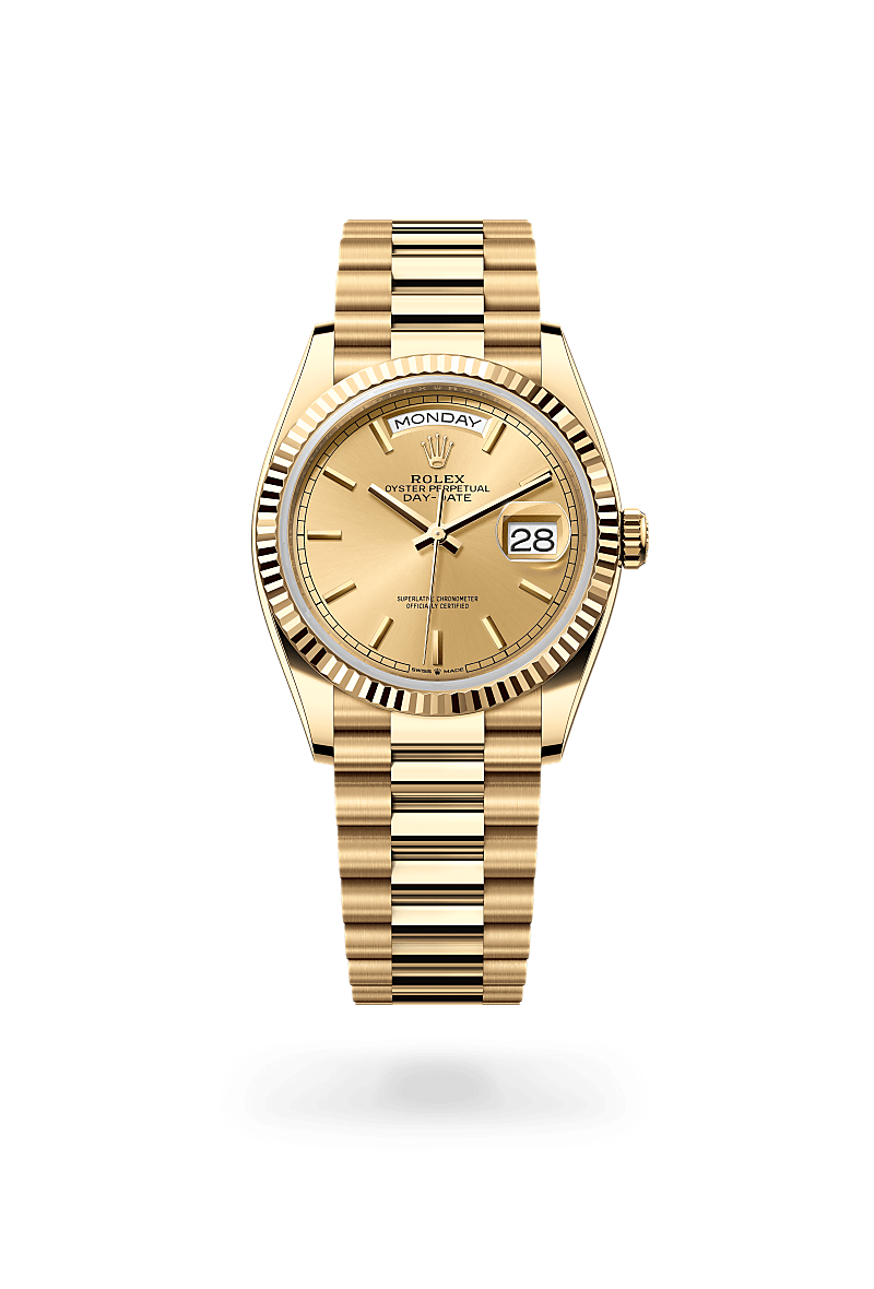 rolex day-date in 18 ct yellow gold, m128238-0045 - ben bridge