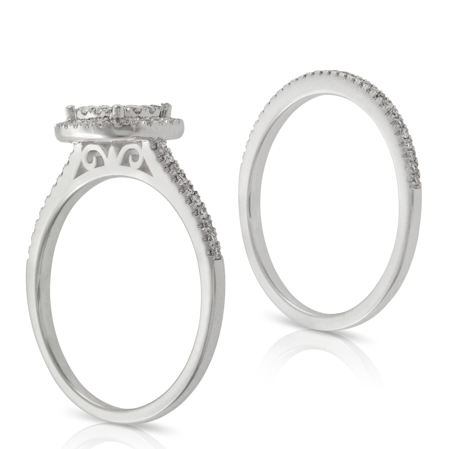 Double Halo Diamond Bridal Set 14K