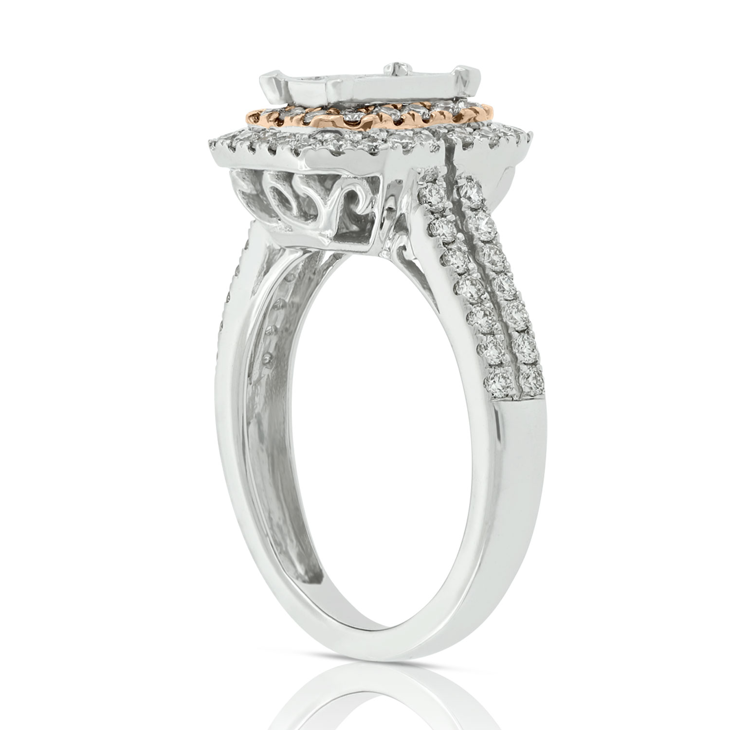 Double Halo Diamond Ring 14K