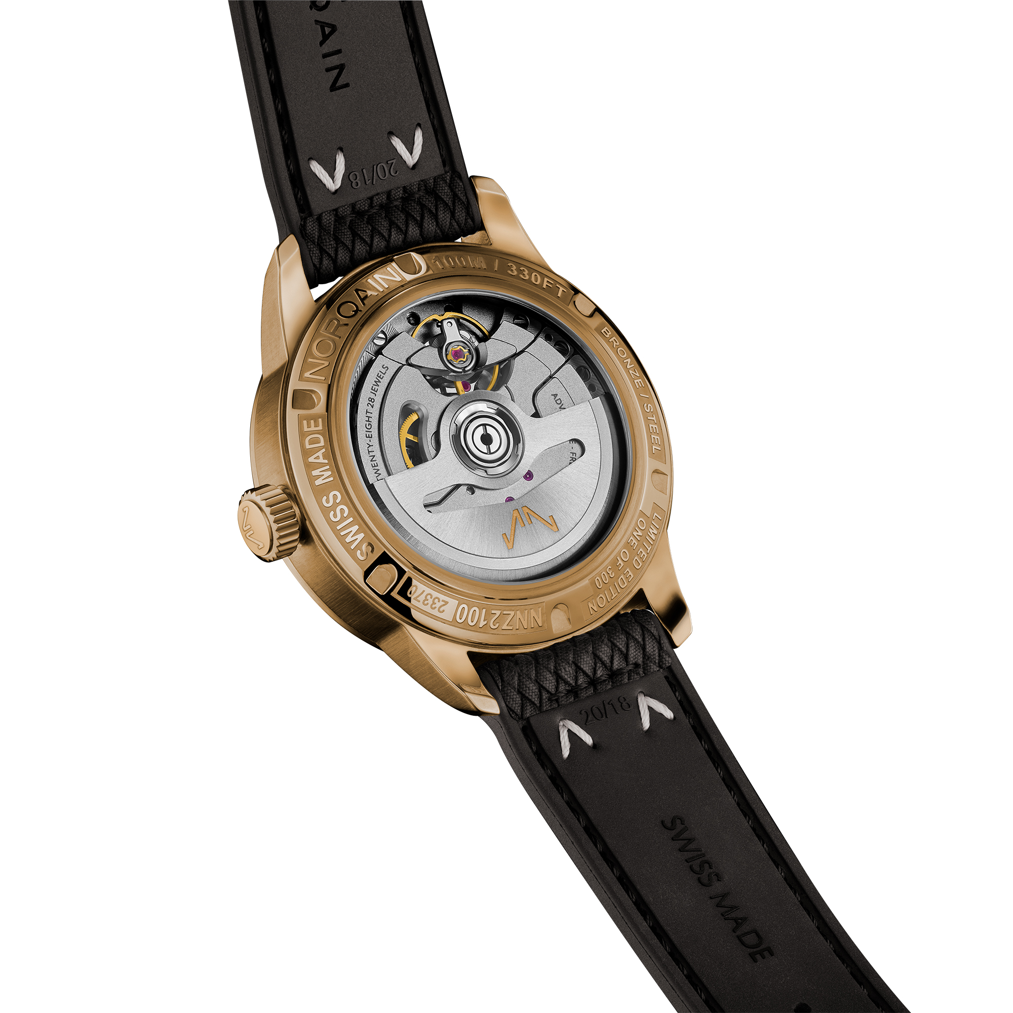 NORQAIN Freedom 60 GMT Bronze Anthracite Black Dial Watch, 40mm
