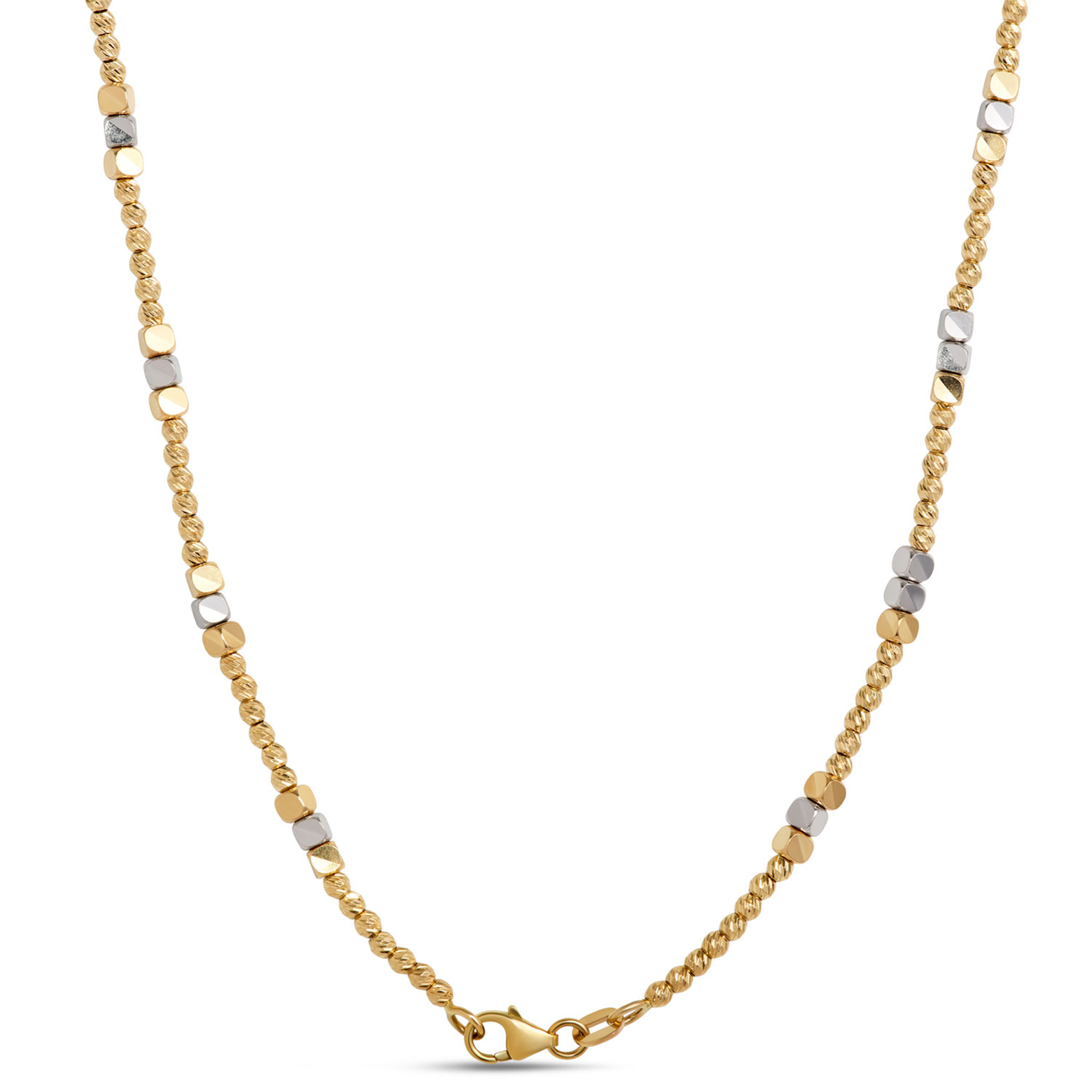 Toscano 18-Inch Alternating Bead Necklace, 14K Yellow Gold