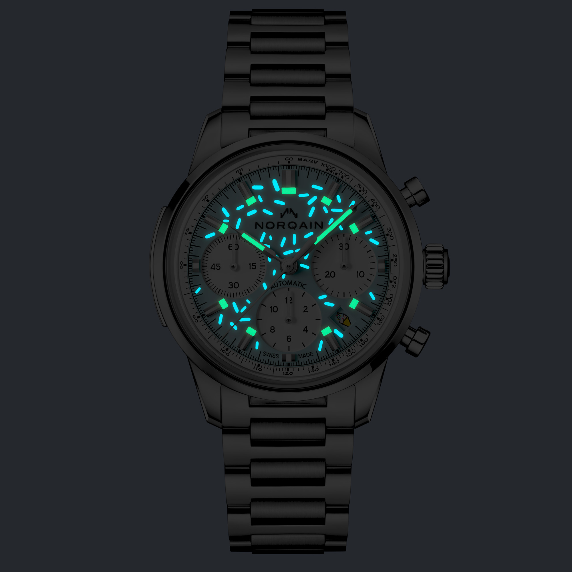 NORQAIN Freedom Chrono Enjoy Life "Sprinkles" Blue Dial Watch, 40mm