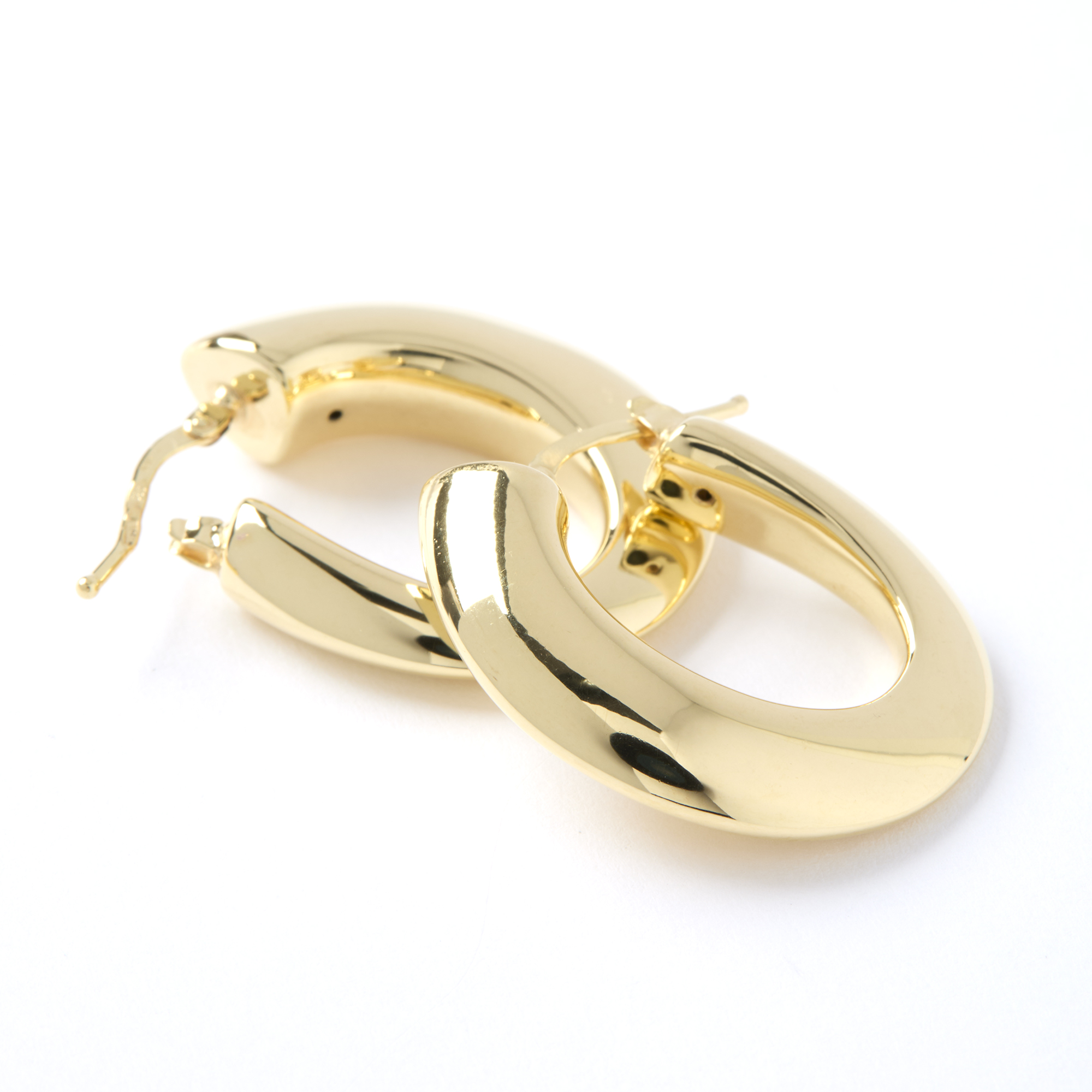 Toscano Graduated Oval Hoop Earrings, 14K Yellow gold