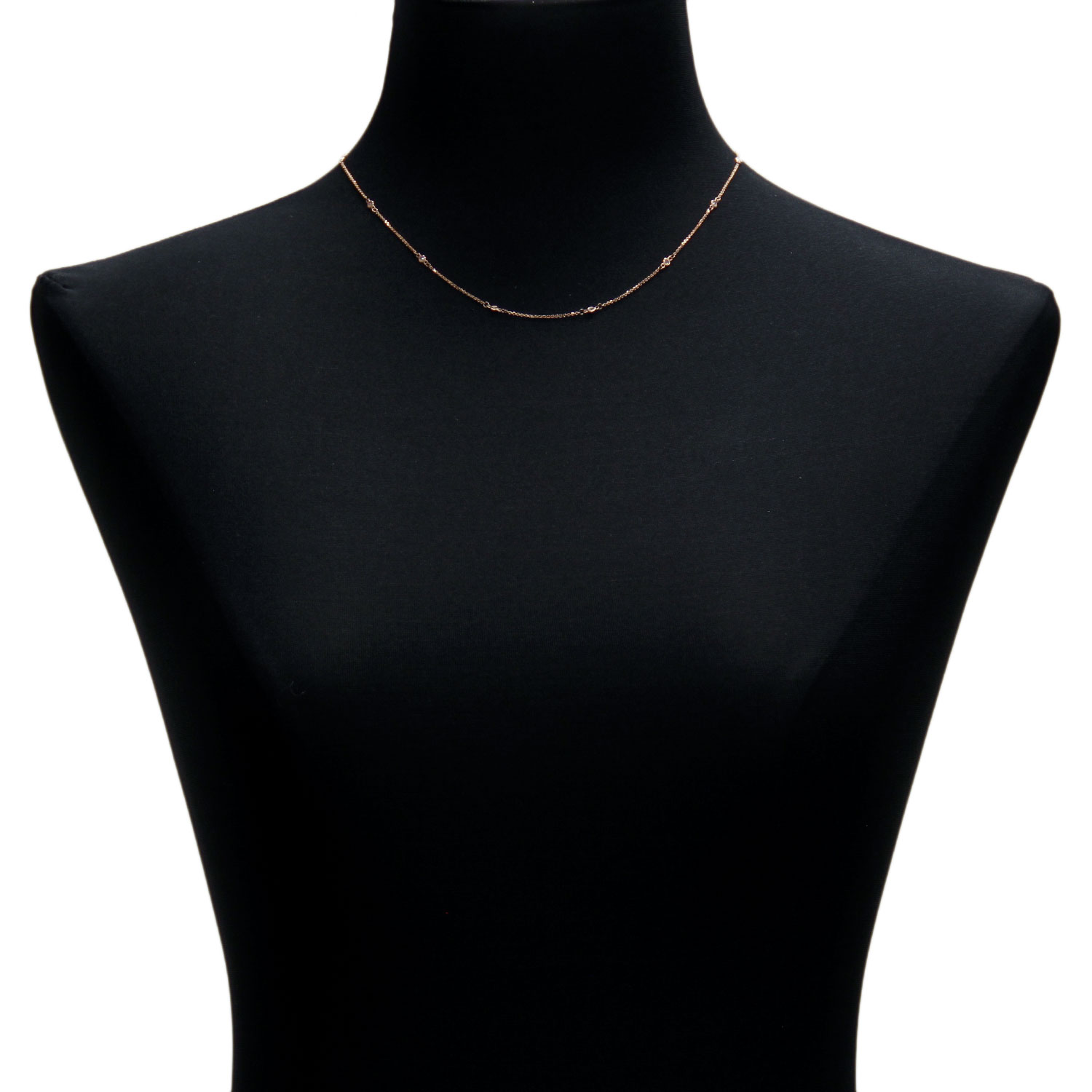 Rose Gold Diamond Station Necklace 14K, 1/3 ctw.