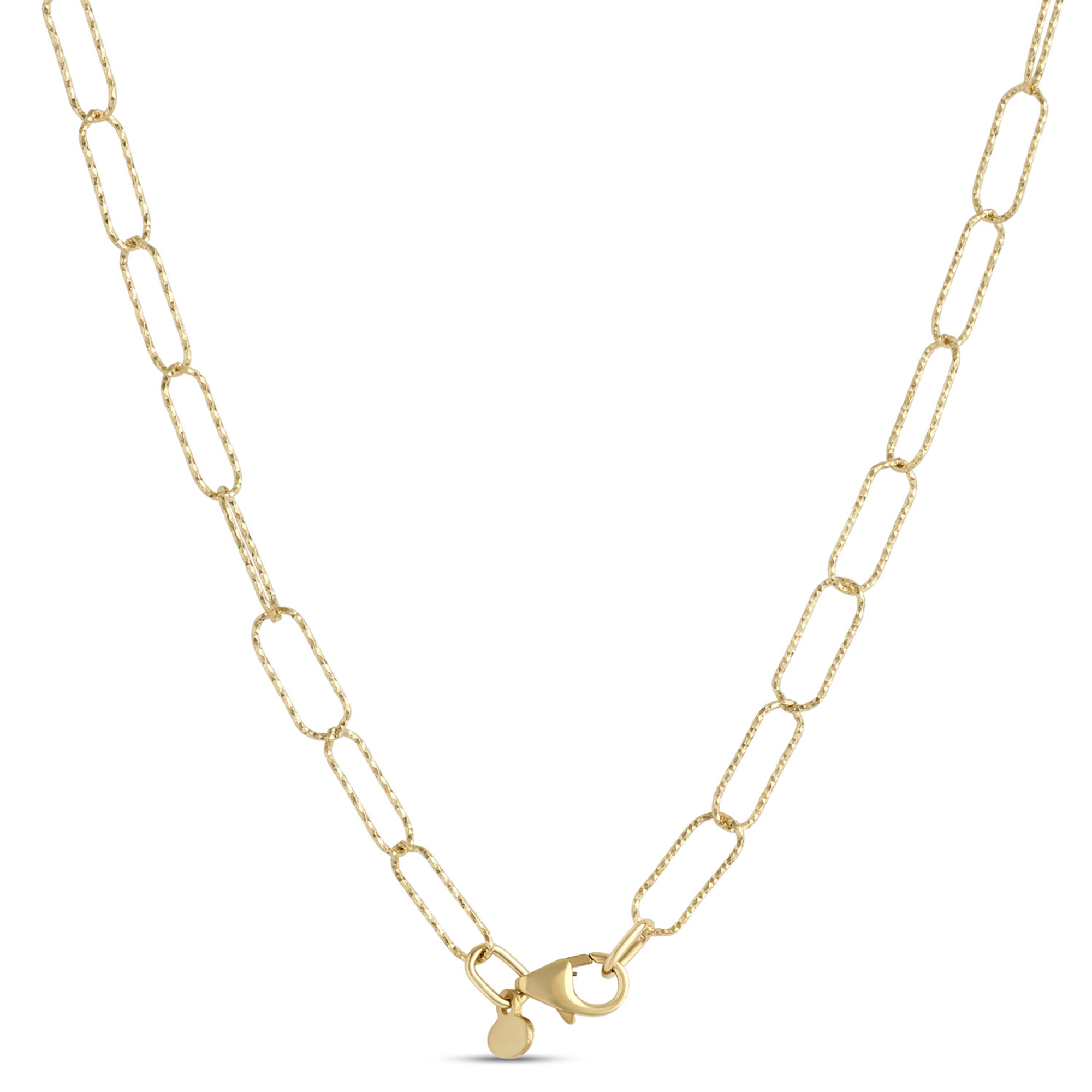 Toscano 18-Inch Oval Diamond Cut Link Necklace, 14k Yellow Gold