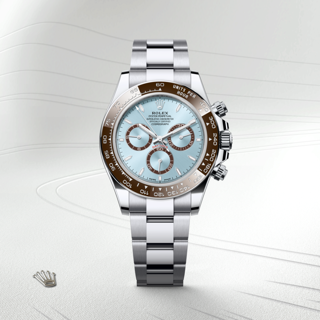 rolex cosmograph daytona in platinum, m126506-0001 - watch with background color - ben bridge