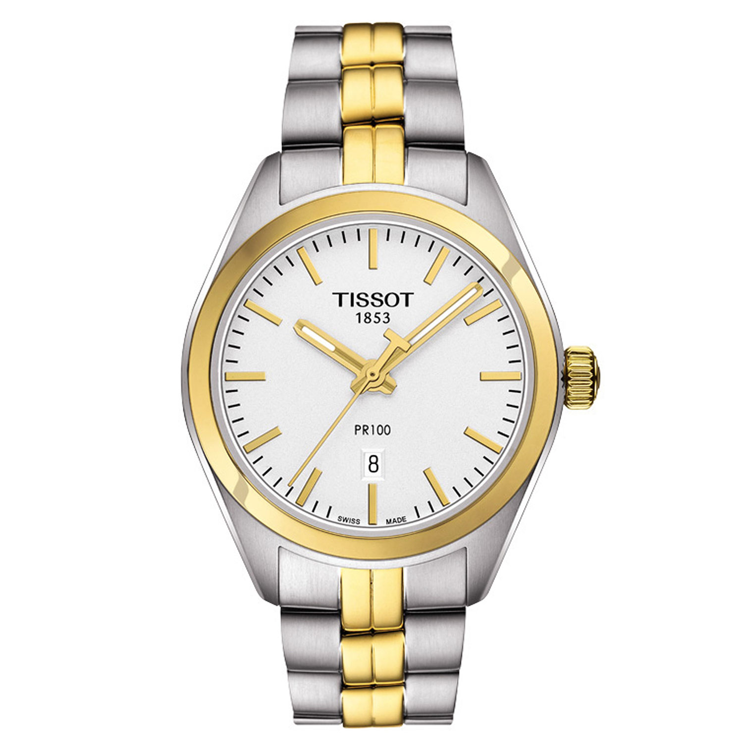 Tissot PR 100 Lady Gold PVD Silver Dial Quartz Watch, 33mm