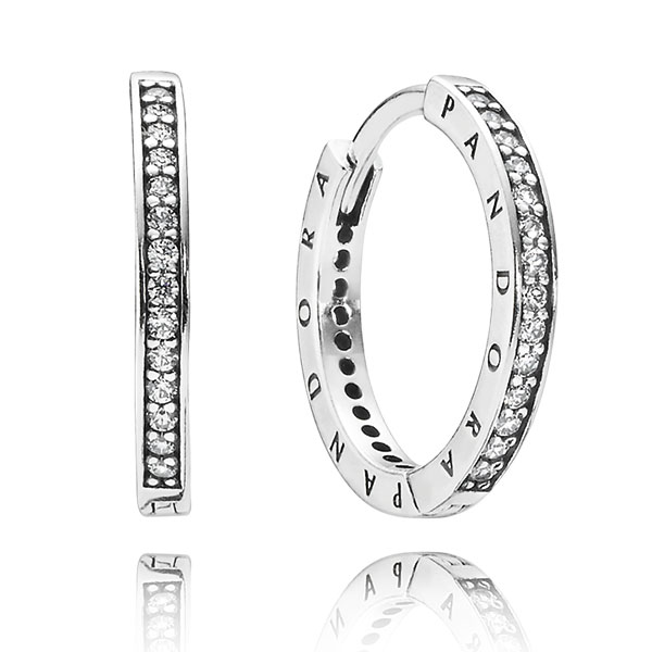 PANDORA Signature Hoop Earrings - 290558CZ | Ben Bridge Jeweler