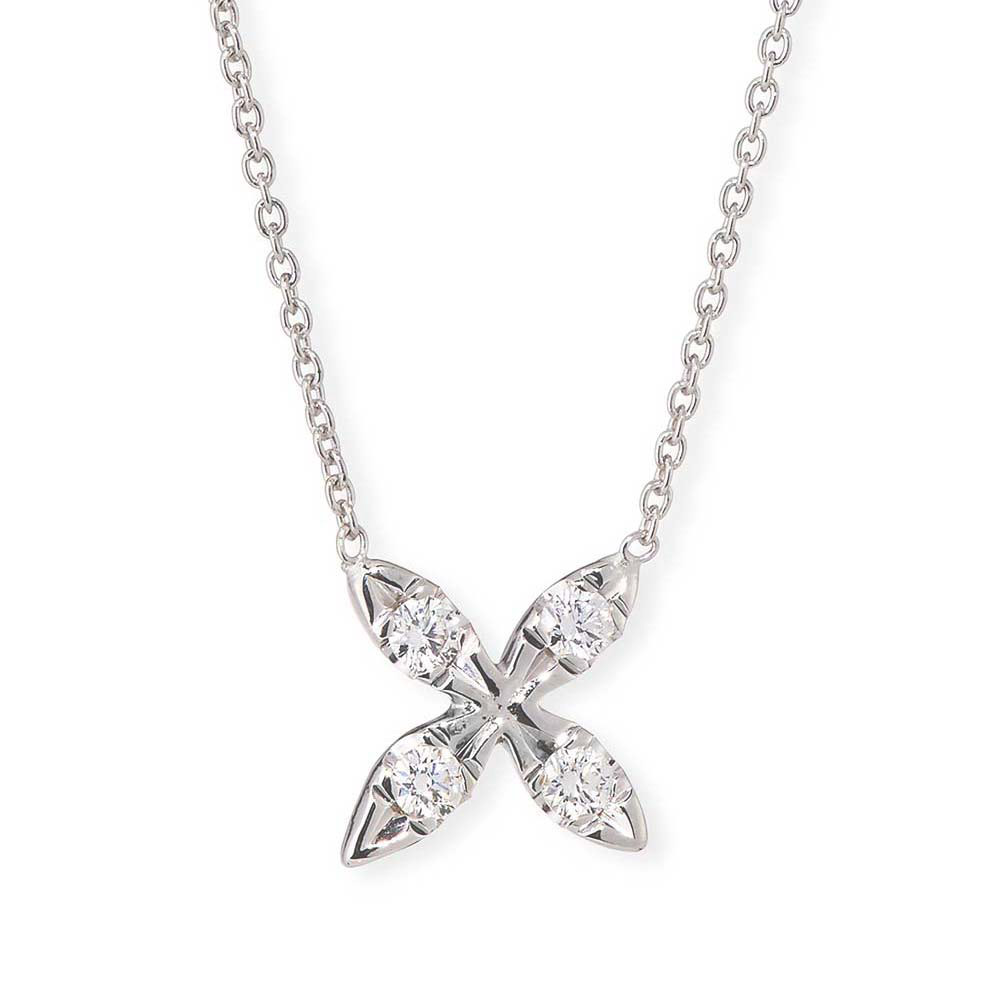 Roberto Coin Tiny Treasures Diamond "X" Necklace 18K - 000064AWCHXO