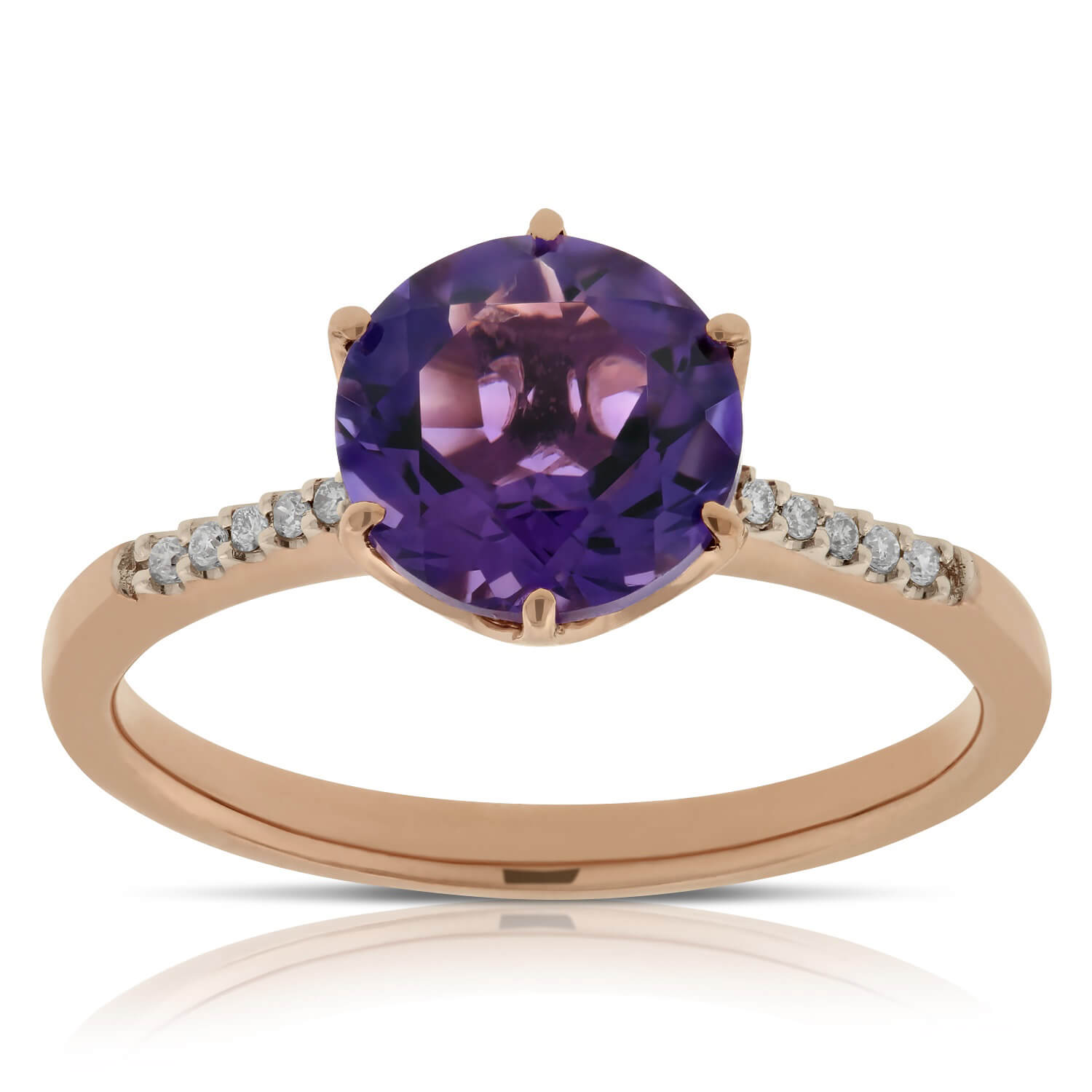 Rose Gold Amethyst & Diamond Ring 14K | Ben Bridge Jeweler