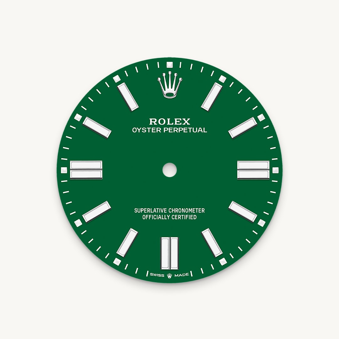 rolex oyster perpetual in oystersteel, m134300-0004 - green dial - ben bridge
