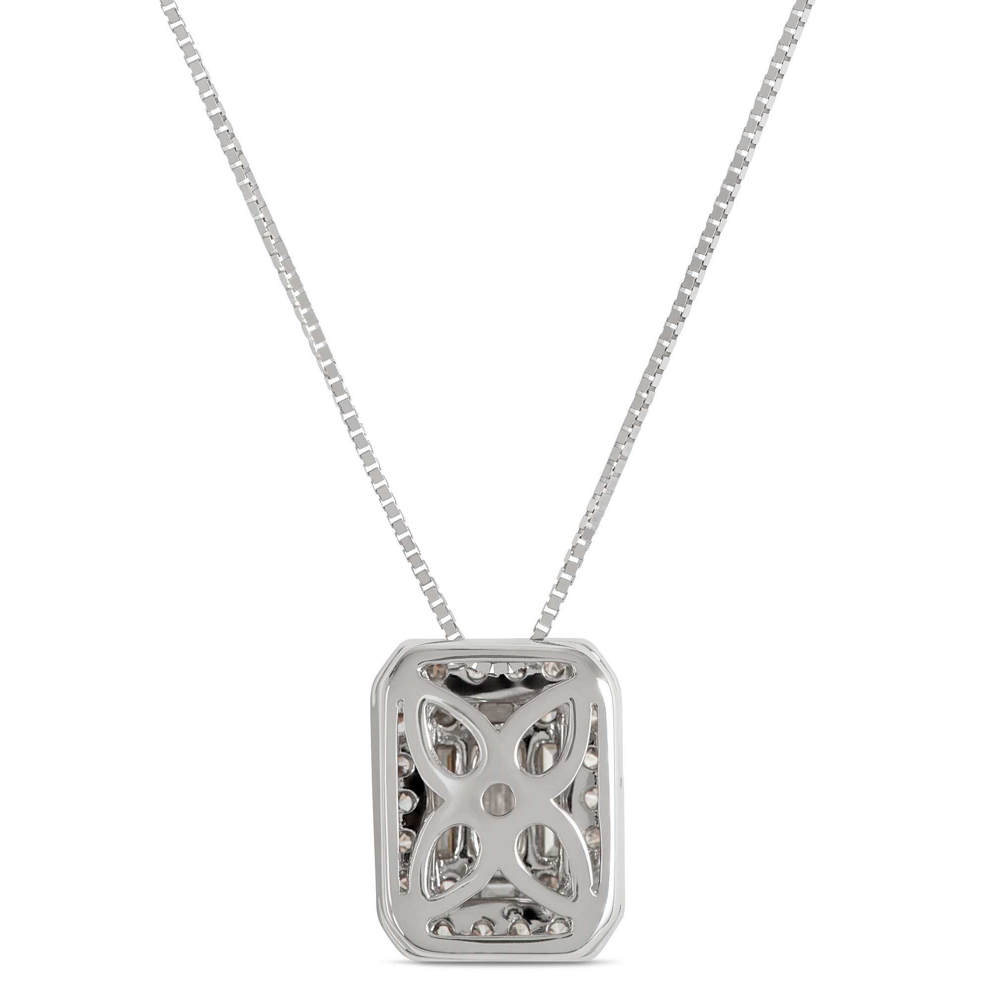 Baguette and Round Diamond Cluster Necklace