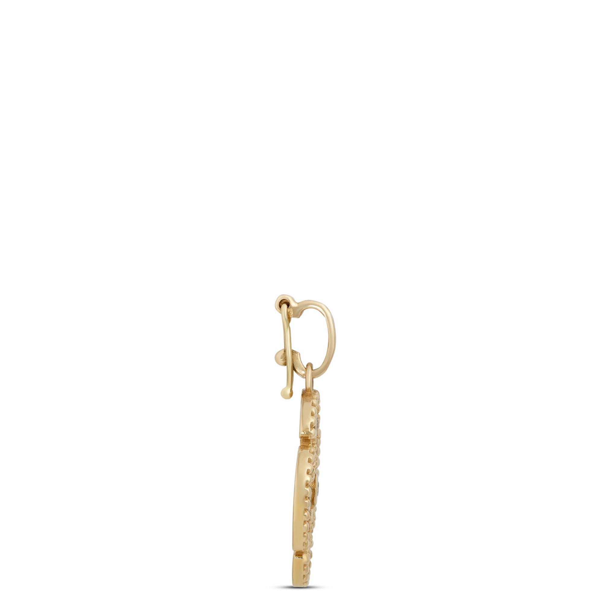 Classic Textured Maltese Cross Charm with Diamonds, 1/10 Carat Total Weight, 14K Yellow Gold