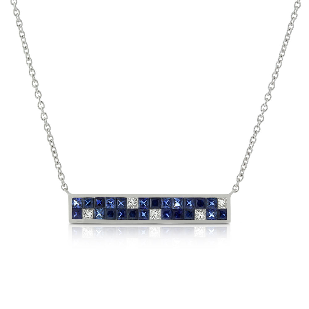 Sapphire & Diamond Mosaic Bar Necklace 14K Ben Bridge Jeweler