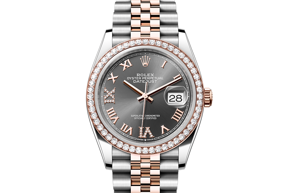Rolex Datejust 36 Datejust Oyster, 36 mm, Oystersteel, Everose gold and diamonds - M126281RBR-0011 at Ben Bridge