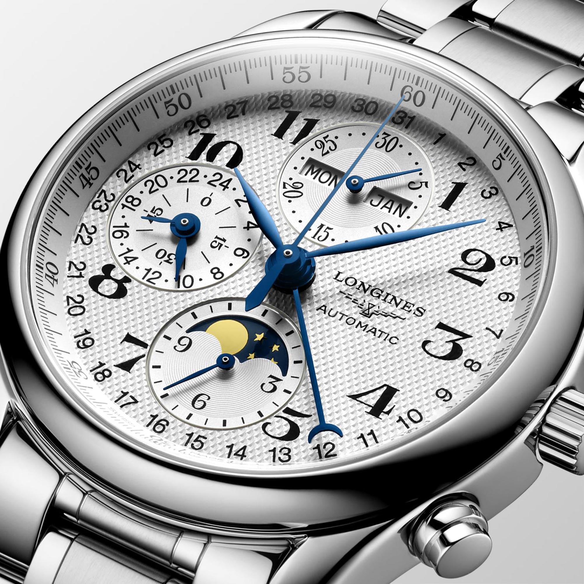 Longines Master Collection Chrono Moonphase Silver Dial Watch, 40mm