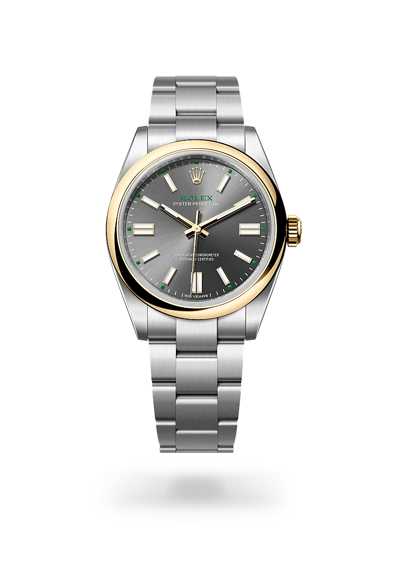 rolex oyster perpetual in yellow rolesor - combination of oystersteel and yellow gold, m134303-0001 - ben bridge