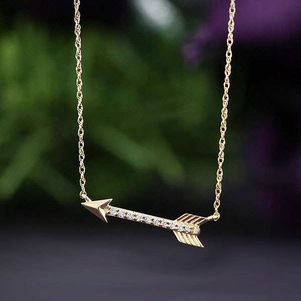 Diamond Arrow Necklace 14K