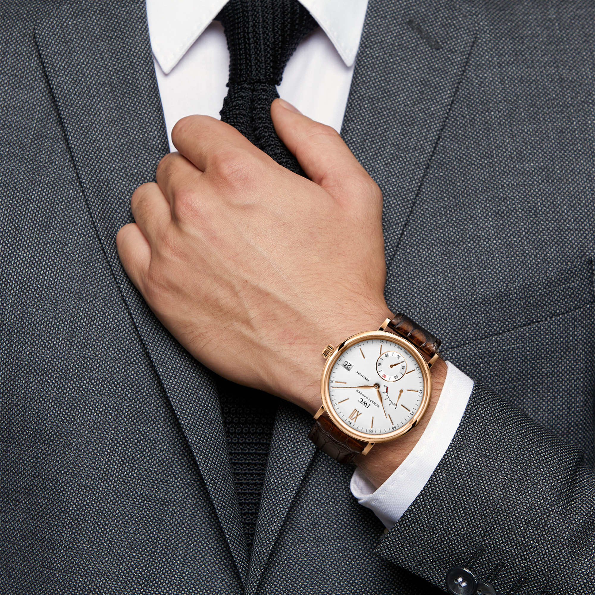 IWC Portofino Hand-Wound Eight Days Silver Dial Watch, 45mm