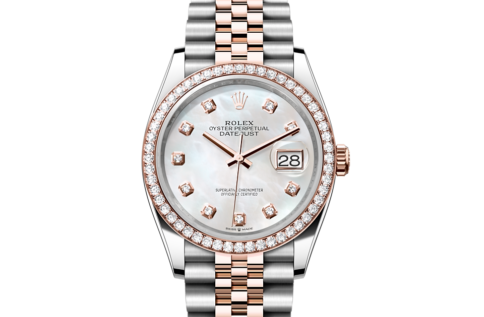 Rolex Datejust 36 Datejust Oyster, 36 mm, Oystersteel, Everose gold and diamonds - M126281RBR-0009 at Ben Bridge